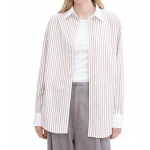 NEW FILIPPA K cotton tuxedo shirt in white/light brown